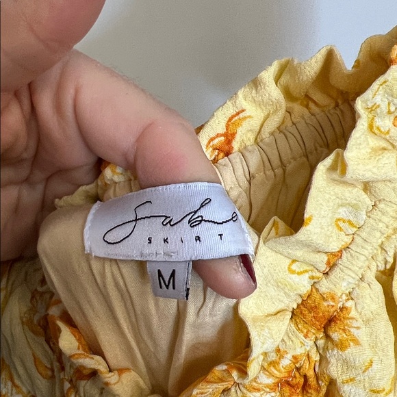 Sabo Yellow Floral Puff Sleeve Mini Dress- M - Picture 4 of 5